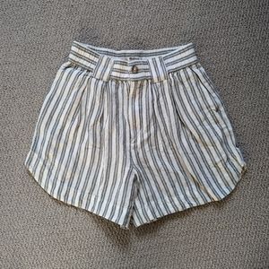 Madewell Linen Blend Striped High Waist Shorts